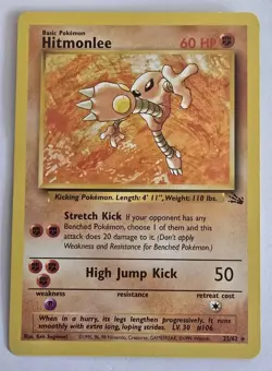 Pokemon TCG Hitmonlee 7/62 Fossil Unlimited Non Holo Rare WOTC Vintage 1999 - Image 1