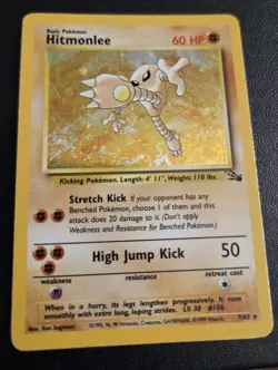 Pokemon TCG Hitmonlee 7/62 Fossil Unlimited Holo Rare WOTC Vintage 1999 - Image 1