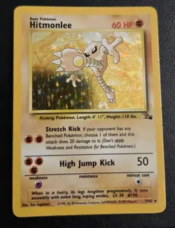 Pokemon TCG Hitmonlee 7/62 Fossil Unlimited Holo Rare WOTC Vintage 1999 - Image 2