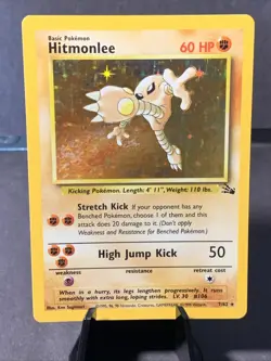 Pokemon TCG Hitmonlee 7/62 Fossil Unlimited Holo Rare WOTC Vintage 1999 - Image 1