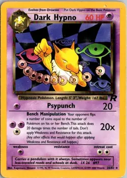 Dark Hypno 26/82 Team Rocket Non Holo Rare Pokemon TCG 2000 - Image 1