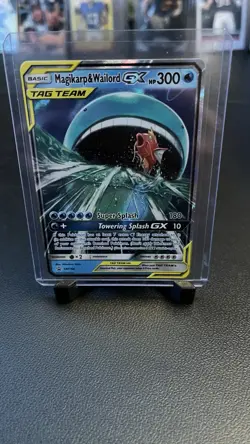 Pokemon TCG Magikarp & Wailord GX TAG TEAM Promo Holo SM166 Basic Card - Image 1
