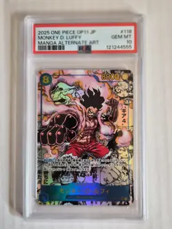 PSA 10 One Piece Monkey D. Luffy Manga Alternate Art OP11-118 - Image 1