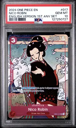 Nico Robin PSA 10 Card One Piece OP01-017 English Version 1st Anniversary Set - Image 1