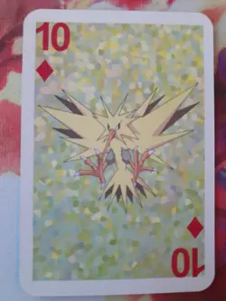 Zapdos 10 of Diamonds Pokemon 1999 Mini Green Deck Playing Cards 2.5x1.75in NM - Image 1