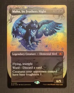 Maha, Its Feathers Night - Borderless (Foil) (BLB) Bloomburrow - NM - Image 1