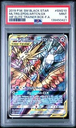 2019 POKEMON SM BLACK STAR PROMO FULL ART/MOLTRES & ZAPDOS & ARTICUNO GX PSA 9 - Image 1