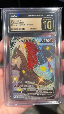 Pokemon Charizard V Champion's Path Secret Rare Full Art #079 CGC 10 Pristine - Image 1