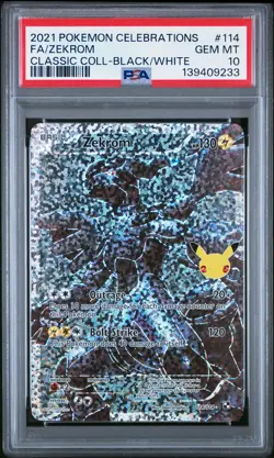 ZEKROM PSA 10 2021 POKEMON CELEBRATIONS CLASSIC COLLECTION #114 FULL ART - Image 1