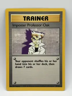 Pokemon TCG - Imposter Professor Oak 73/102 Rare Base Set Unlimited [creased] - Image 1