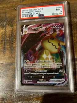POKEMON 2022 Full Art MIMIKYU VMAX Brilliant Stars #069 PSA 9 Mint RARE - Image 1