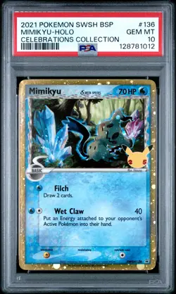 2021 POKEMON SWSH BLACK STAR PROMO CELEBRATIONS COLL #136 MIMIKYU-HOLO PSA 10 - Image 1