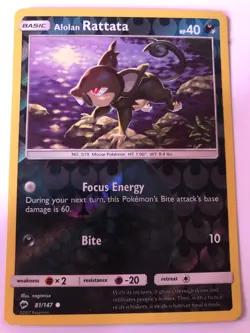 Alolan Rattata 81/147 reverse holo Burning Shadows pokemon card - Image 1