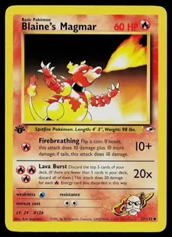 Pokemon Card - Blaine's Magmar Gym Heroes 37/132 Uncommon 1st Edition - Image 1