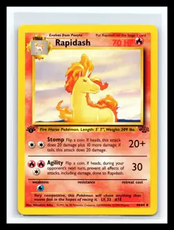 💥 Rapidash 44/64 Jungle 1st Edition Non Holo Foil Pokemon 1999 Vintage Card - Image 1