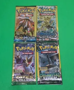 Pokemon XY & SM Mixed 3 cards Booster Packs Lot 4 Fates Collide, Celestial NEW - Image 1