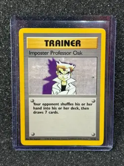Pokemon TCG 1999 Unlimited Base Set Imposter Professor Oak 73/102 Rare - LP - Image 1