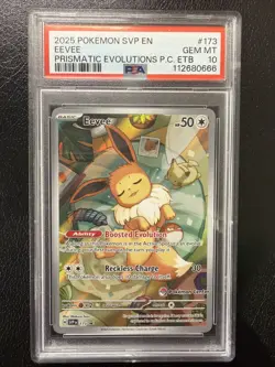 2025 POKEMON PRISMATIC EVOLUTIONS POKEMON CENTER ETB PROMO SVP #173 EEVEE PSA 10 - Image 1