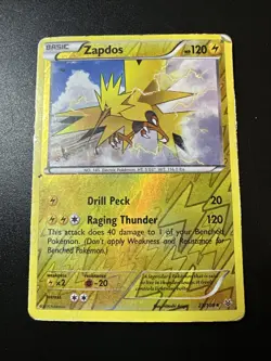 Pokemon TCG Zapdos 23/108 X&Y Roaring Skies Reverse Holo Rare HP - Image 1