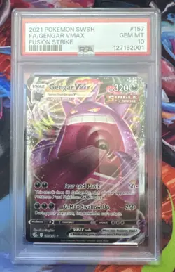 2021 Pokemon SWSH Fusion Strike #157 FA Gengar VMax PSA 10 GEM MINT - Image 1