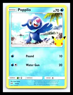 💥 Popplio # 23/25 Non Holo McDonalds 25th Anniversary Promo Pokemon 2021 - Image 1