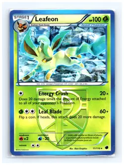 💥 Pokemon TCG Leafeon 11/116 B&W Plasma Freeze Cracked Ice Holo Rare 2013 - Image 1