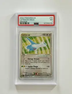 Pokemon EX Dragon #94 Latios EX Holo with Swirl E reader Card 2003 PSA 7 - Image 1