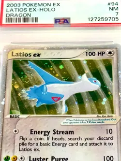 Pokemon EX Dragon #94 Latios EX Holo with Swirl E reader Card 2003 PSA 7 - Image 3