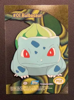 Pokemon Clear Card Bulbasaur #01 TOPPS PC2 TV Animation 2000 Vintage - Image 2