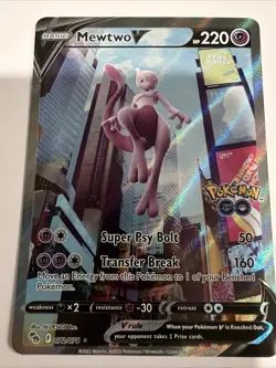 Pokemon TCG Mewtwo v Alt Art Full Art Holo Ultra Rare Card 072/078 Pokemon Go - Image 1