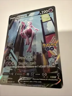 Pokemon TCG Mewtwo v Alt Art Full Art Holo Ultra Rare Card 072/078 Pokemon Go - Image 3