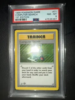 1999 POKEMON BASE SET 71 COMPUTER SEARCH 1ST EDITION PSA 8 NEAR MINT - MINT - Image 1