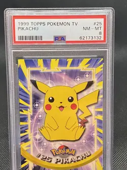 1999 Topps Pokemon TV #25 PIKACHU PSA 8 NM-MT - Image 1