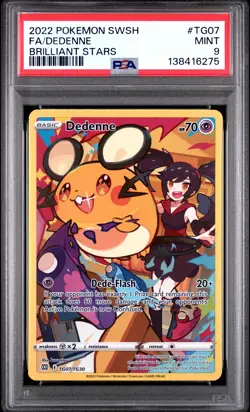 2022 POKEMON SWORD & SHIELD BRILLIANT STARS #TG07 FULL ART/DEDENNE PSA 9 - Image 1