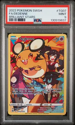 2022 POKEMON SWORD & SHIELD BRILLIANT STARS #TG07 FULL ART/DEDENNE PSA 9 - Image 1