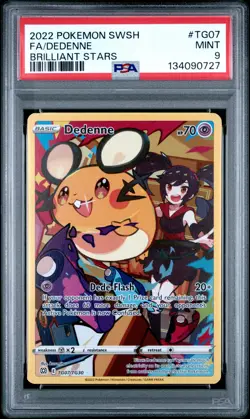 2022 POKEMON SWORD & SHIELD BRILLIANT STARS #TG07 FULL ART/DEDENNE PSA 9 - Image 1