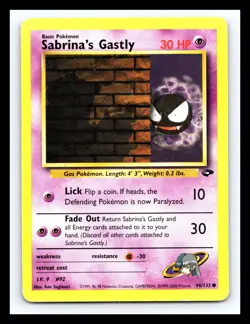 💥 Pokemon - Sabrina's Gastly - Non Holo 96/132 Gym Challenge 1999 - Image 1