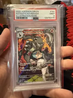 2025 POKEMON DESTINED RIVALS ILLUSTRATION RARE #191 TEAM ROCKET'S HOUNDOOM PSA 9 - Image 1