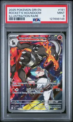 2025 POKEMON DESTINED RIVALS ILLUSTRATION RARE #191 TEAM ROCKET'S HOUNDOOM PSA 9 - Image 1
