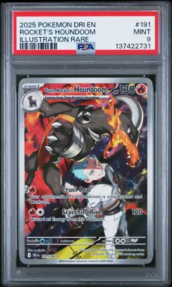 2025 POKEMON DESTINED RIVALS ILLUSTRATION RARE #191 TEAM ROCKET'S HOUNDOOM PSA 9 - Image 1