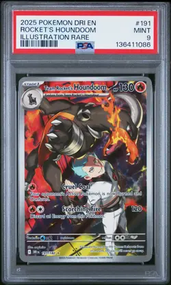 2025 POKEMON DESTINED RIVALS ILLUSTRATION RARE #191 TEAM ROCKET'S HOUNDOOM PSA 9 - Image 1