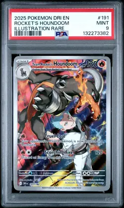 2025 POKEMON DESTINED RIVALS ILLUSTRATION RARE #191 TEAM ROCKET'S HOUNDOOM PSA 9 - Image 1