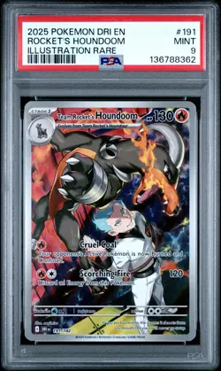 2025 POKEMON DESTINED RIVALS ILLUSTRATION RARE #191 TEAM ROCKET'S HOUNDOOM PSA 9 - Image 1