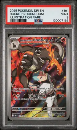 2025 POKEMON DESTINED RIVALS ILLUSTRATION RARE #191 TEAM ROCKET'S HOUNDOOM PSA 9 - Image 1