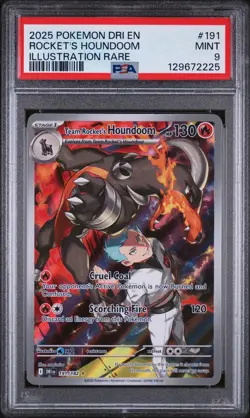2025 POKEMON DESTINED RIVALS ILLUSTRATION RARE #191 TEAM ROCKET'S HOUNDOOM PSA 9 - Image 1