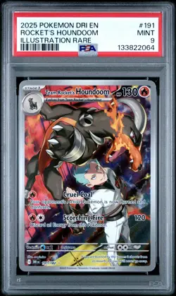 2025 POKEMON DESTINED RIVALS ILLUSTRATION RARE #191 TEAM ROCKET'S HOUNDOOM PSA 9 - Image 1