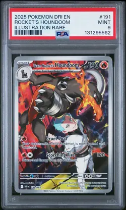 2025 POKEMON DESTINED RIVALS ILLUSTRATION RARE #191 TEAM ROCKET'S HOUNDOOM PSA 9 - Image 1