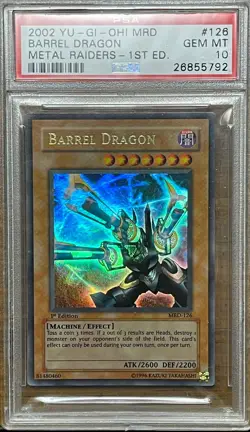 2002 Yugioh Barrel Dragon MRD-126 Ultra Rare 1st Edition PSA 10 GEM MINT - Image 1