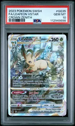 Leafeon VSTAR GG35/GG70 Alt Art Crown Zenith Pokemon TCG PSA 10 GEM MINT - Image 1