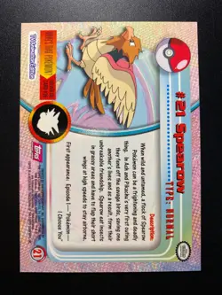 Spearow 21 Topps Pokemon Series 1 - TV Animation - Image 3